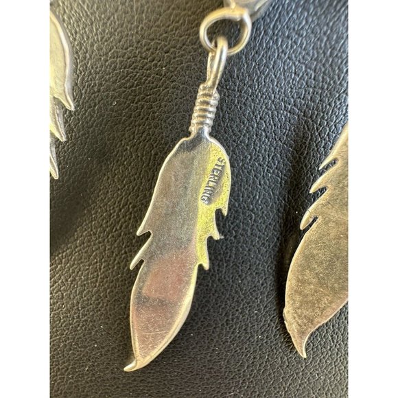 Navajo Mother of Pearl & Sterling Silver 3 Panel Statement Necklace w Feathers - Picture 9 of 14